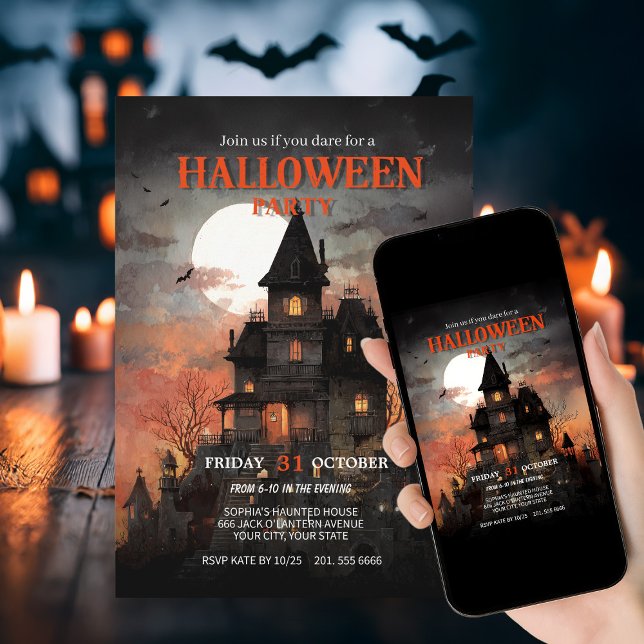 Gothic Haunted House Halloween fest Inbjudningar (Skapare uppladdad)