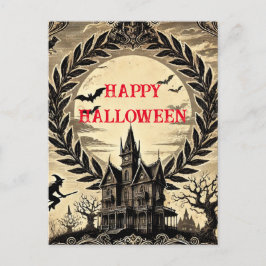 Gothic Haunted House Victorian Happy halloween Helg Vykort