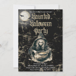Gothic Haunted House Witch Halloween Costume Party Inbjudningar