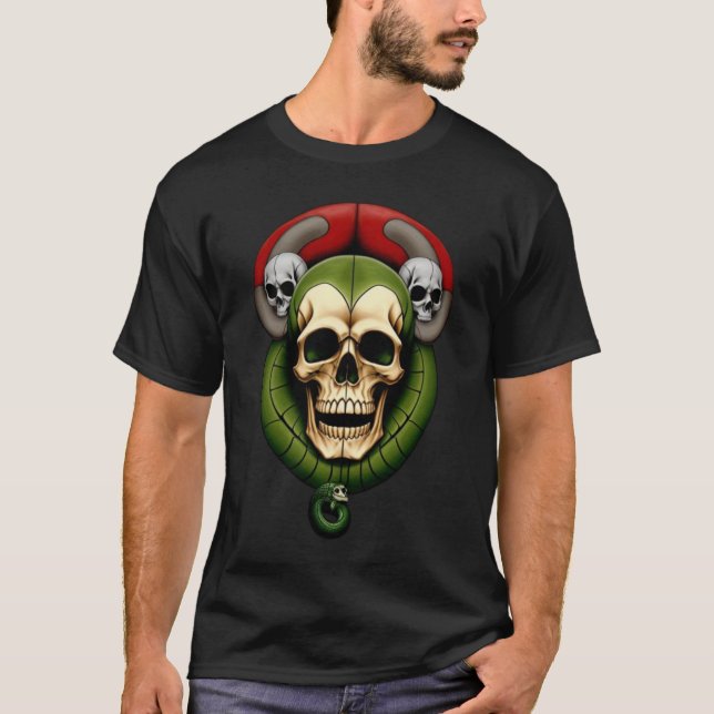 Gothic head och snake Basic Mörk T-Shirt (Framsida)