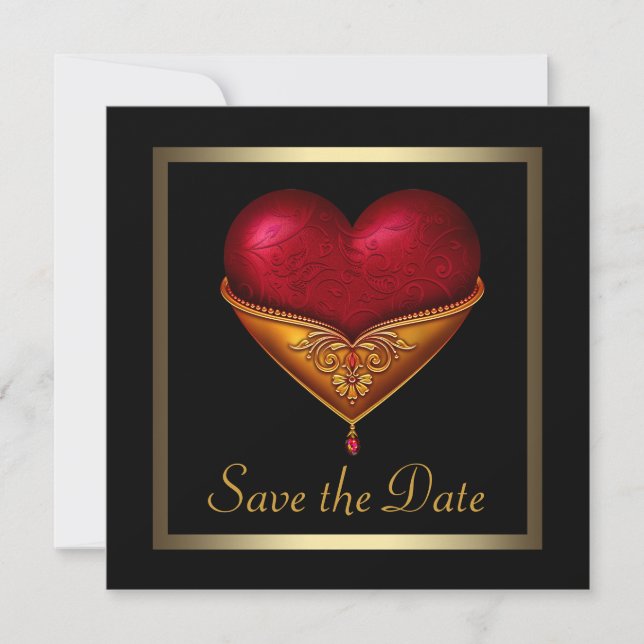 Gothic Heart Black Wedding Spara Datum Datumet (Framsida)