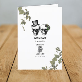 Gothic Heart Blommigt Skull Bröllop serviceorder Program