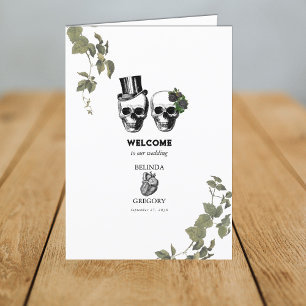 Gothic Heart Blommigt Skull Bröllop serviceorder Program