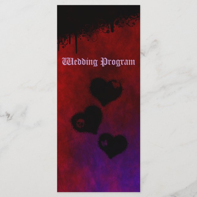 Gothic Heart-Bröllopsprogram Card Program (Framsida)