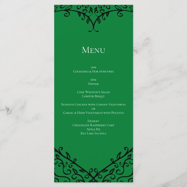 Gothic Heart-Flat Menu Grönt & Black Meny (Framsida)