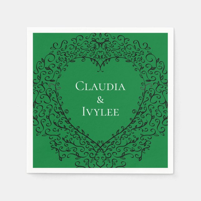 Gothic Heart-Grönt & Black 1 Pappersservett (Framsidan)