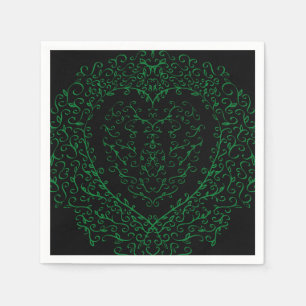 Gothic Heart-Grönt & Black 3 Pappersservett