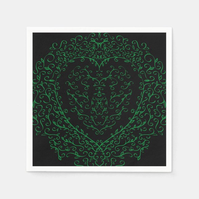Gothic Heart-Grönt & Black 3 Pappersservett (Framsidan)