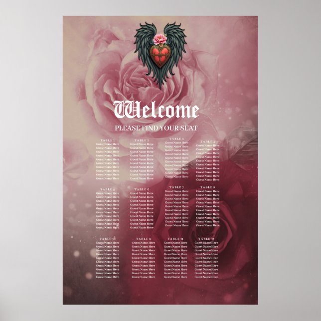 Gothic Heart med Bloom och Vingar.. Poster (Framsidan)