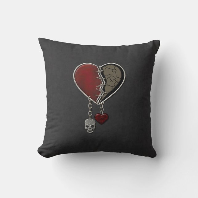 Gothic Heart med Skull Kudde (Framsida)