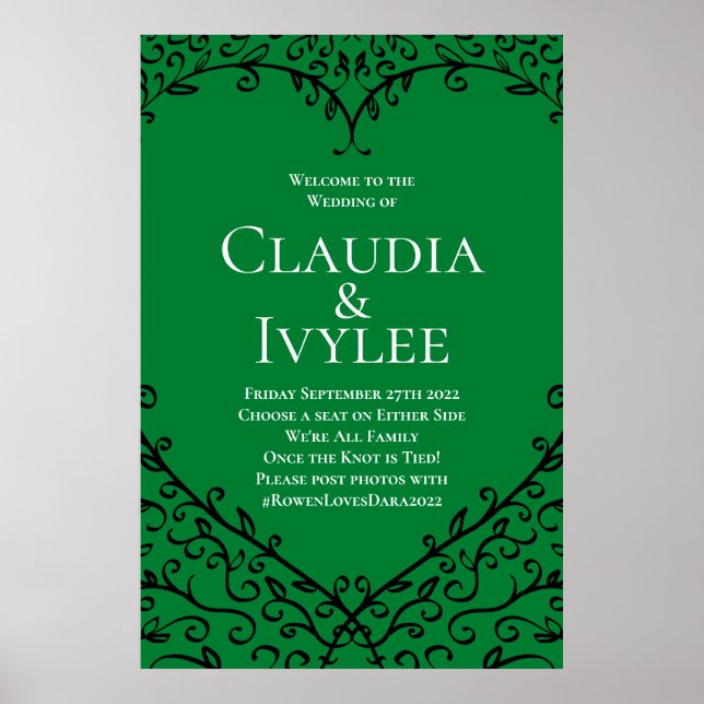 Gothic Heart-Poster Grönt & Black Poster (Framsidan)