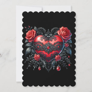 Gothic Heart Valentine Flat Greeting Card Julkort