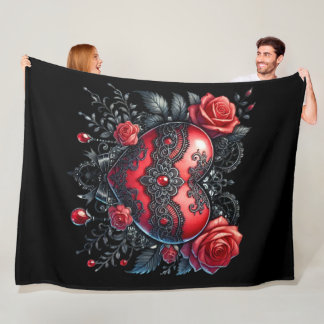 Gothic Heart Valentine Fleece Blanket