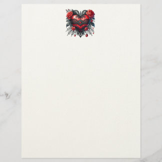 Gothic Heart Valentine Letterhead Brevhuvud