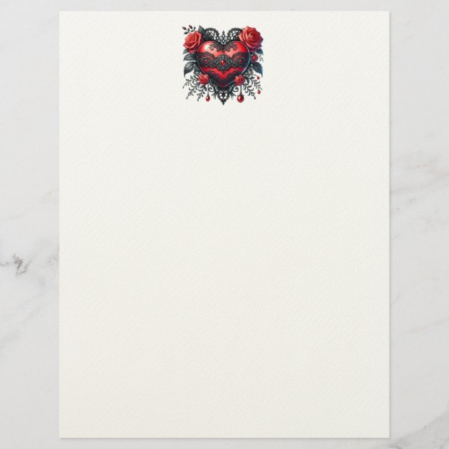 Gothic Heart Valentine Letterhead Brevhuvud (Framsida)