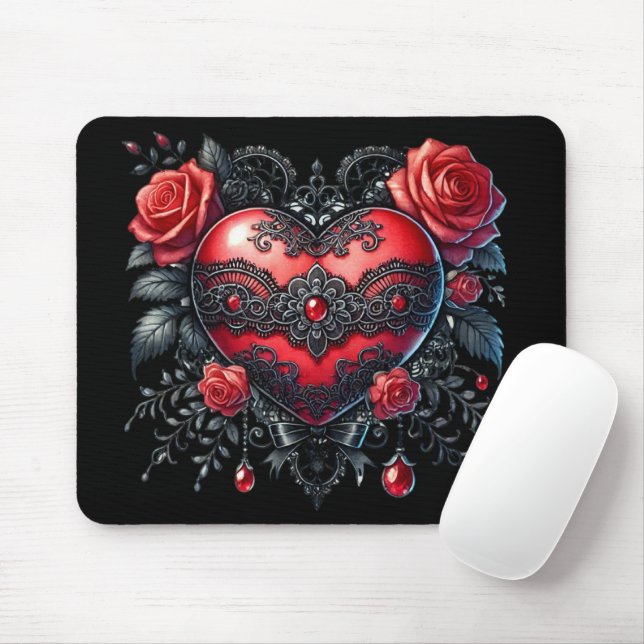 Gothic Heart Valentine Mouse Pad Musmatta (Med mus)