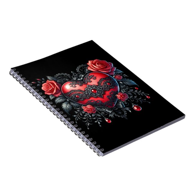 Gothic Heart Valentine Photo Notebook Anteckningsbok (Högra Sidan)
