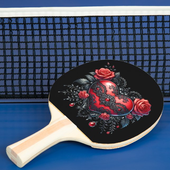 Gothic Heart Valentine Ping Pong Paddle Pingisracket (Insitu)
