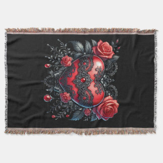 Gothic Heart Valentine Throw Filt