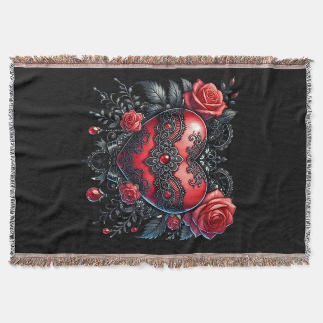 Gothic Heart Valentine Throw Filt (Framsidan)