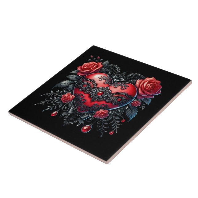 Gothic Heart Valentine Tile Kakelplatta (Sidan)