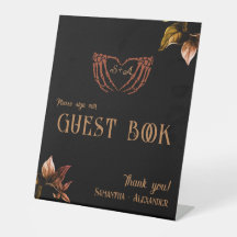Gothic Heart Whimsigoth Copper Bröllop Guest Bok