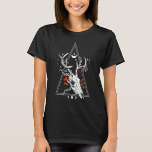 Gothic Hjort Skull Måne Phase Witch Occult T Shirt