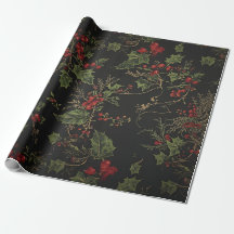 Gothic Holly Inpackningspapper | Mörkt Julblommor