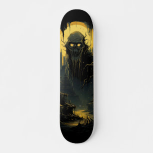 Gothic Horror Cityscape Svart Guld 7-lager Mini Skateboard Bräda 18,5 Cm