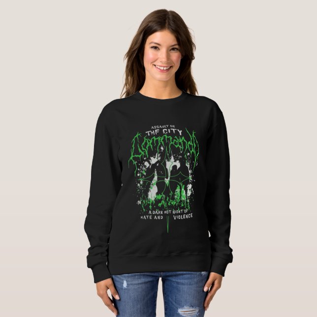 Gothic Horror Metal Logotyp Neongrön Tröja (Hel framsida)