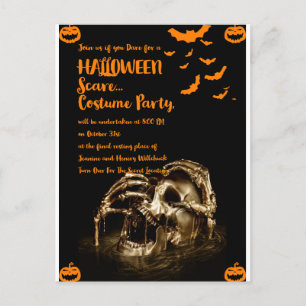 Gothic Horror Skull Halloween-inbjudningskort Inbjudan Vykort