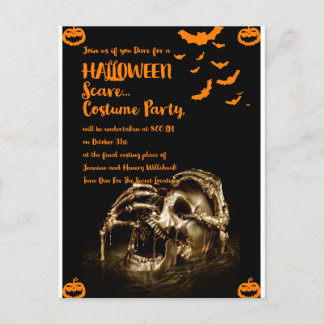 Gothic Horror Skull Halloween-inbjudningskort Inbjudan Vykort