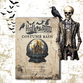 Gothic House i Snö Globe Halloween Costume Party Inbjudningar