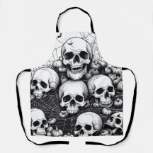 Gothic Human Döskallars Graveyard Spiders Apron