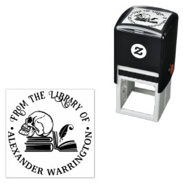 Gothic Human Skull Bokar Quill Bibliotek Bok Namn Självfärgande Stämpel