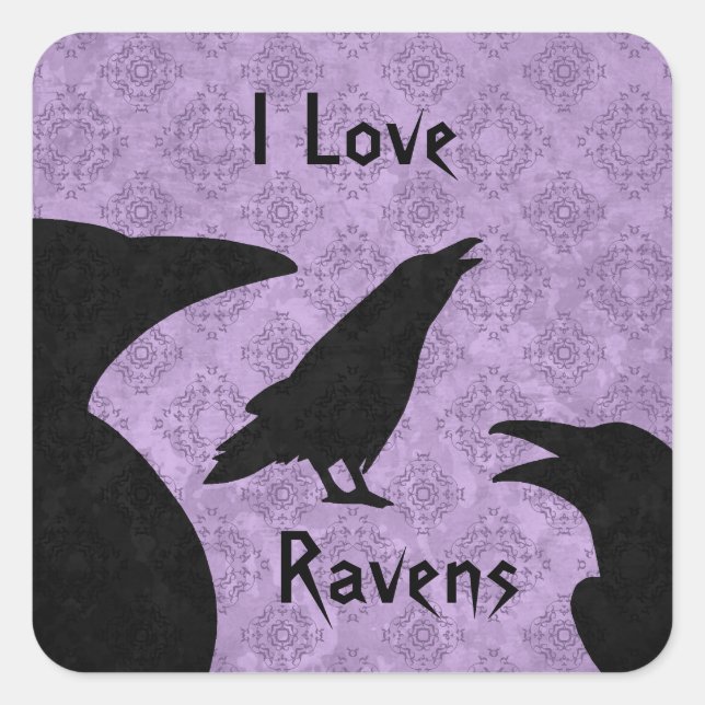 Gothic I Kärlek ravens Fyrkantigt Klistermärke (Framsida)
