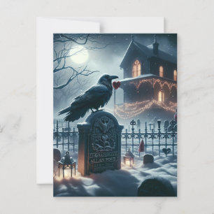 Gothic Ickmore Raven på Poe Gravestone jul Vykort