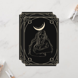 Gothic, inbjudan till babydusch med Tarot-kort