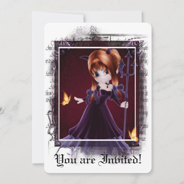 Gothic Inbjudningskort för möhippan Little Djävule (Framsida)