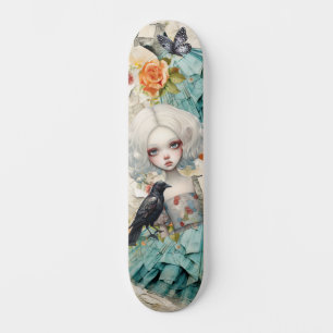 Gothic Inspire Blue Dress & Peach Ro Skateboard