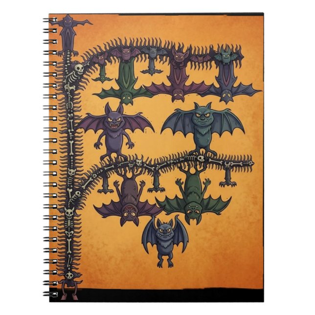 Gothic Interlocking Bats Halloween Notebook Anteckningsbok (Framsidan)