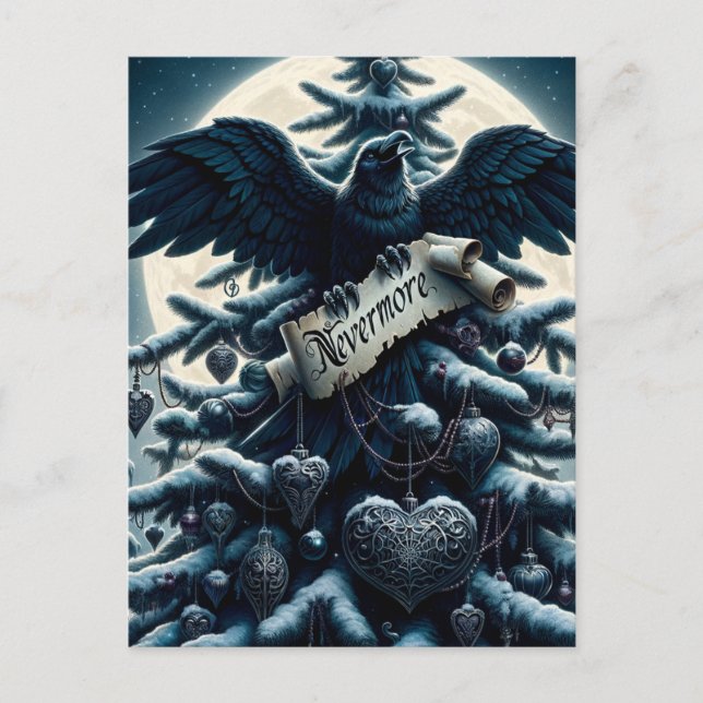 Gothic Julgran Anymore Raven Vykort (Framsida)