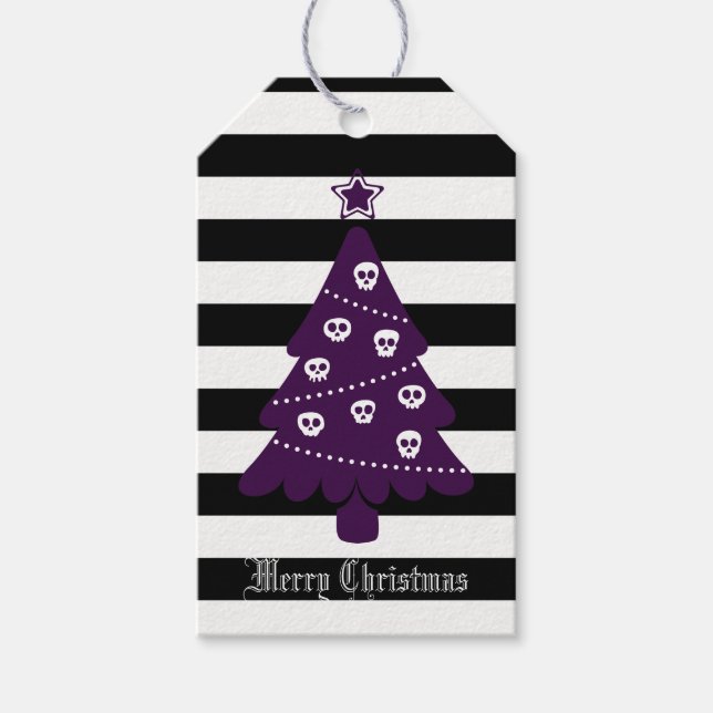 Gothic Julgran med Rand Presentetikett (Framsidan)