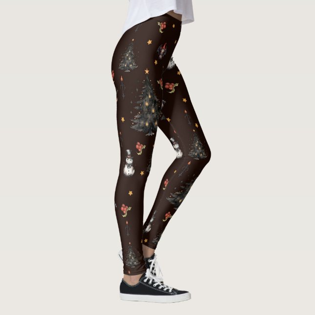 Gothic Julgran Snögubbe Animals Leggings (Höger)