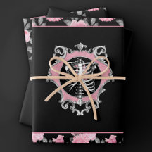 Gothic Kärlek | Rosa och svart Blommigt av Skeleto