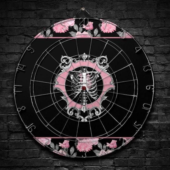 Gothic Kärlek | Rosa och svart Blommigt av Skeleto Darttavla (Skapare uppladdad)