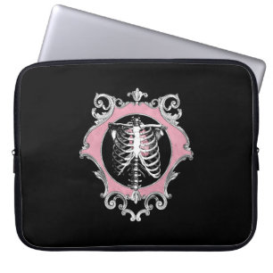 Gothic Kärlek   Rosa och svart Blommigt av Skeleto Laptop Fodral