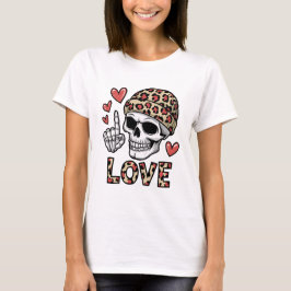 Gothic Kärlek - Skull med leopard Print Beanie T Shirt