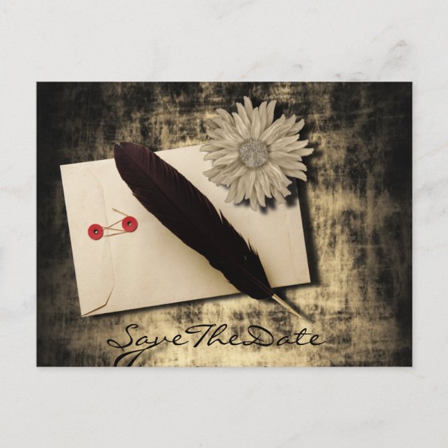 gothic kärlek steampunk bröllop spara datum meddelande vykort (Framsida)