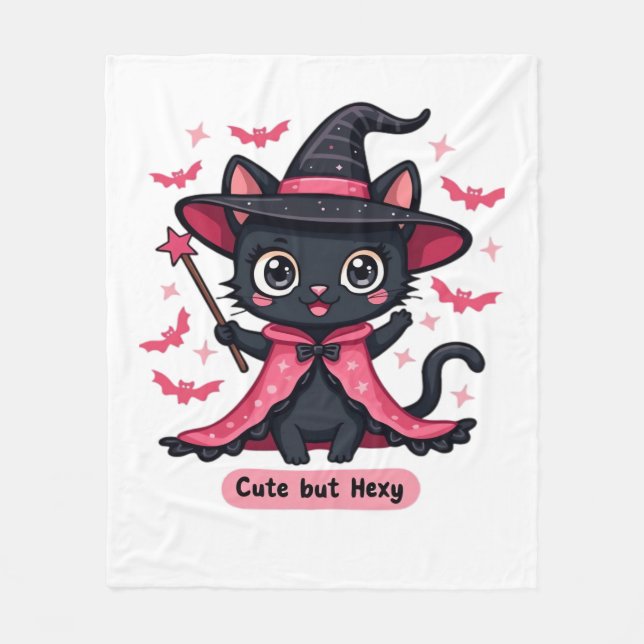 Gothic kattunge i rosa - söt, men förhäxad Overs Fleecefilt (Framsidan)